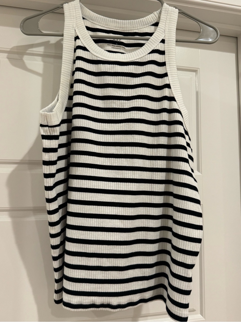 GAP Black and White Ribbed Striped Tank